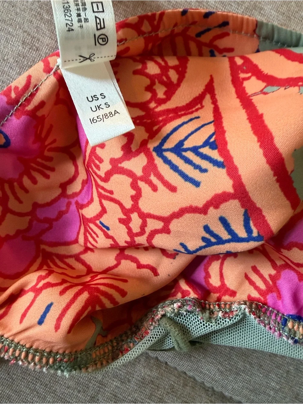 Free People Silky Moss Green Strapless Bodysuit with Coral Floral Trim